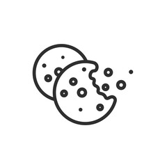 cookies icon. Thin line cookies icon from artificial intellegence collection. Outline vector isolated on white background. Editable cookies symbol can be used web and mobile
