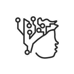 intelligence icon. Thin line intelligence icon from artificial intellegence collection. Outline vector isolated on white background. Editable intelligence symbol can be used web and mobile