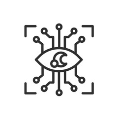 eye tap icon. Thin line eye tap icon from artificial intellegence collection. Outline vector isolated on white background. Editable eye tap symbol can be used web and mobile