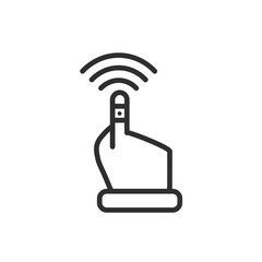 finger control icon. Thin line finger control icon from artificial intellegence collection. Outline vector isolated on white background. Editable finger control symbol can be used web and mobile