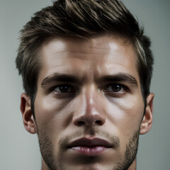 Obraz premium ai-generated illustration of a closeup headshot of a handsome young man