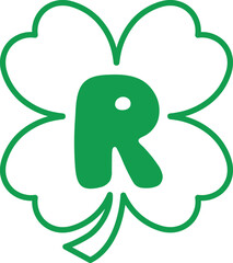 St Patrick Hold Clover Leaf Alphabet R