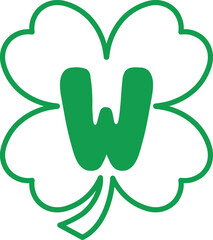 St Patrick Hold Clover Leaf Alphabet W