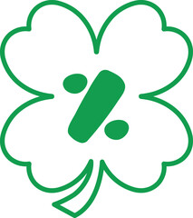 Obraz premium St Patrick Hold Clover Leaf Symbol Percent Sign