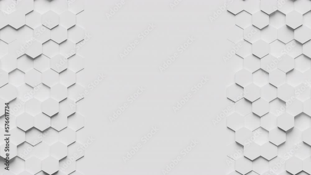 Aufkleber abstract geometric background. white surface with moving hexagonal shapes on both sides. 3d animatio