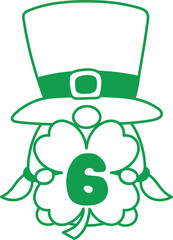Gnome St Patrick Hold Clover Leaf Number 6 Six