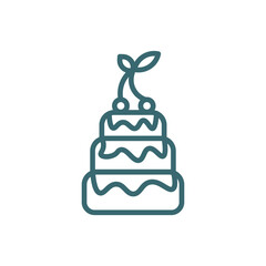 three levels cake icon. Thin line three levels cake icon from restaurant collection. Outline vector isolated on white background. Editable three levels cake symbol can be used web and mobile