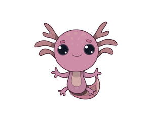 Axolotl vector isolated color icon. Axolotl animal vector icon. Axolotl icon