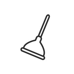 plunger cleanin icon. Thin line plunger cleanin, house icon from cleaning collection. Outline vector isolated on white background. Editable plunger cleanin symbol can be used web and mobile