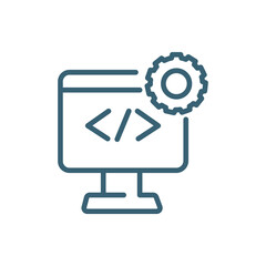 Fototapeta premium develope icons. Thin line develope, business icon from computer and tech collection. Outline vector isolated on white background. Editable develope symbol can be used web and mobile