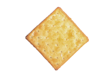 Fresh baked butter cream crackers cheese biscuits on transparent background stock photo png.