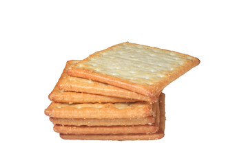 Fresh baked butter cream crackers cheese biscuits on transparent background stock photo png.