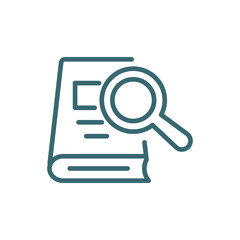 book and magnifier icon. Thin line book and magnifier, book icon from education collection. Outline vector isolated on white background. Editable book and magnifier symbol can be used web and mobile