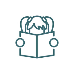 reading book icon. Thin line reading book, education icon from education collection. Outline vector isolated on white background. Editable reading book symbol can be used web and mobile