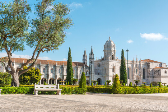 Jeronimos monastery or Hieronymites UNESCO world heritage site, in Lisbon, Portugal. Medieval gothic abbey in Lisboa