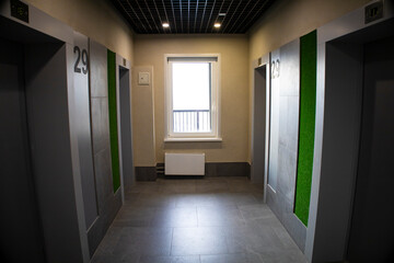 Interior of a corridor with passenger lift