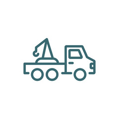 towed car icon. Thin line towed car icon from Insurance and Coverage collection. Outline vector isolated on white background. Editable towed car symbol can be used web and mobile