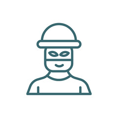 robbery icon. Thin line robbery icon from Insurance and Coverage collection. Outline vector isolated on white background. Editable robbery symbol can be used web and mobile