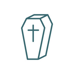 coffin icon. Thin line coffin icon from Insurance and Coverage collection. Outline vector isolated on white background. Editable coffin symbol can be used web and mobile