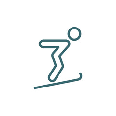 jumping ski sign icon. Thin line jumping ski sign icon from sport and game collection. Outline vector isolated on white background. Editable jumping ski sign symbol can be used web and mobile