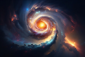 Spiral galaxy in a space digital art with generative ai technology
