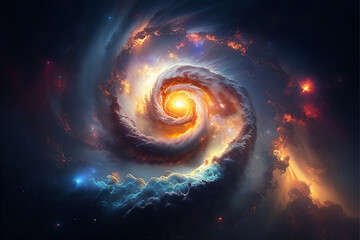 Spiral galaxy in a space digital art with generative ai technology

