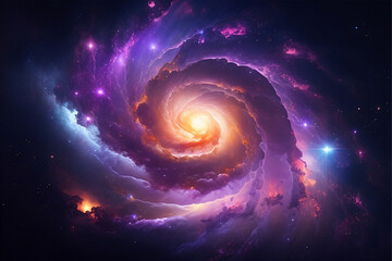 Spiral galaxy in a space digital art with generative ai technology
