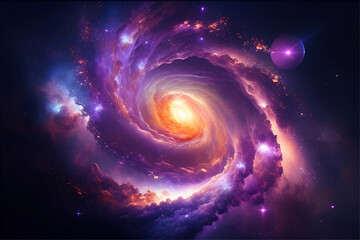 Obraz premium Spiral galaxy in a space digital art with generative ai technology 