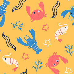 Fototapeta na wymiar Seamless pattern with crustaceans