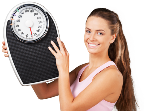 Portrait of a Fit Woman Holding a Weight Scale
