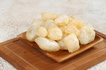 kerupuk kulit or cowhide crackers,is Indonesian traditional crackers.on white background