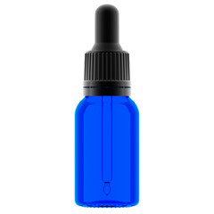 Blue glass essential oil bottle (15ml) with Dropper 3D Rendering High Resolution Transparent Background