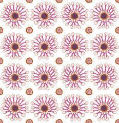 Fototapeta na wymiar Flowers seamless pattern. Vector line drawing or engraving illustration. Textile composition, hand drawn style print.