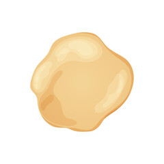 Fresh raw dough for bakind. Homemade tasty bread. Cartoon of wooden kitchen rolling pin. Vector illustration for menu, cafe, restaurant
