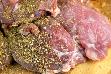 pickled meat with aromatic spices and herbs