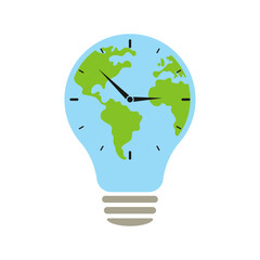 Clock inside a light bulb. Time concept. Illustration
