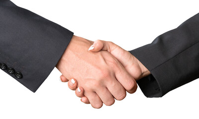 Obraz premium Closeup of Two Business People Shaking Hands