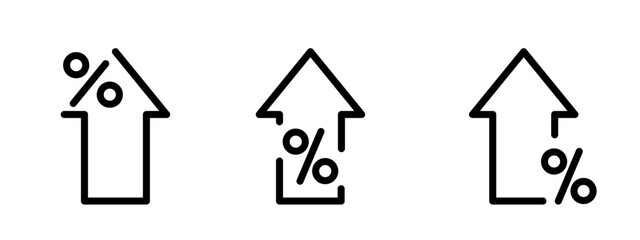 Percent sign with arrow icon, grow up illustration