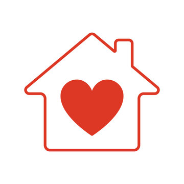 House icon with heart. Vector illustration.