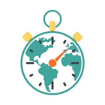 Stopwatch and earth. Vector illustration