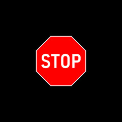 Stop sign, Stop traffic vector icon isolated on black background