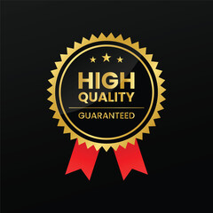 High quality guaranteed golden badge vector design.