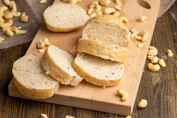 Sliced wheat loaf of fresh bread