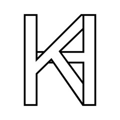 Logo sign kh hk, icon double letters logotype h k