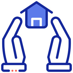 hand volunteer building a home icon