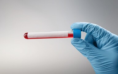 Blood sample tubes in hand, medical concept