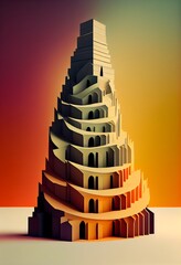 illustration of babel tower. Art abstract illustration, generative ai, religious history and culture in genesis