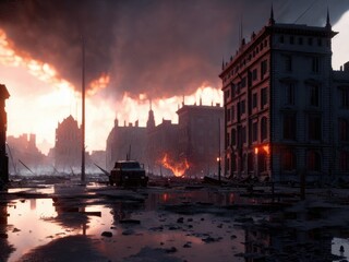 Battlefield of a town 