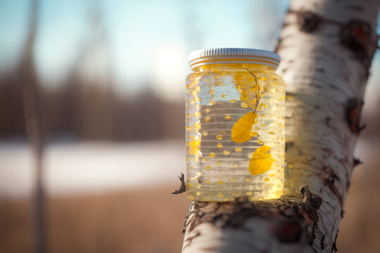 Picture of a Bottle of Traditional Russian Birch Sap