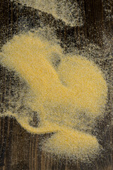 Scattered dry corn flour for cooking porridge